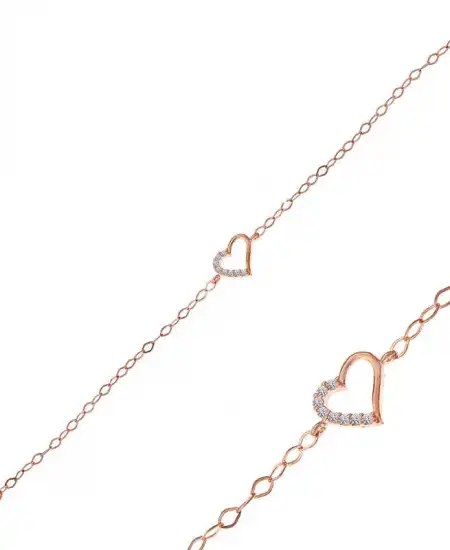 Gümüş Rose Kalp Kadın Bileklik