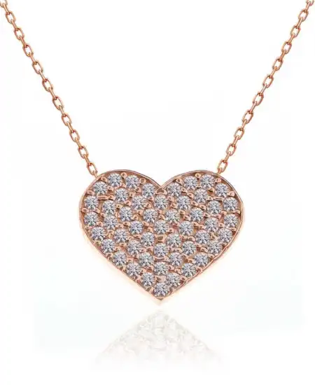 Gümüş Rose Kalp Kadın Kolye