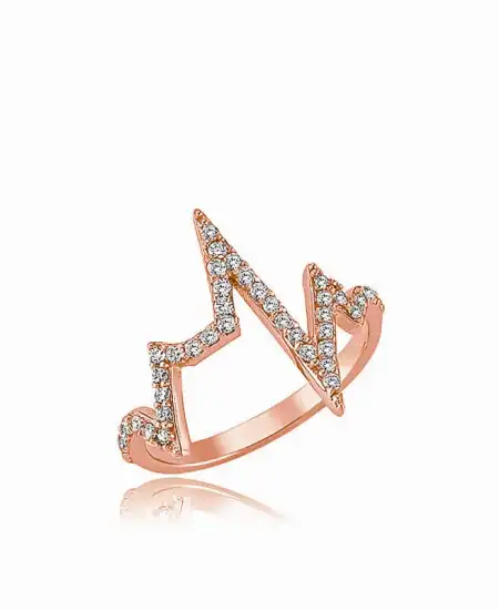 Gümüş Rose Kalp Ritmi Bayan Yüzük