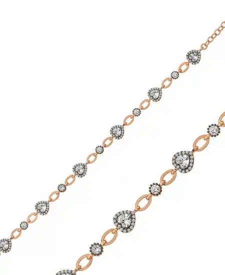 Gümüş Rose Kalpler Bayan Bileklik