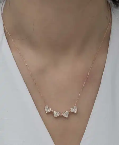 Gümüş Rose Kalpli Açılabilen Yonca Kadın Kolye