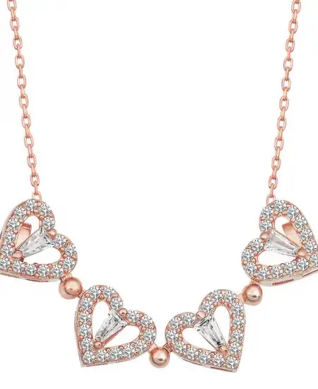 Gümüş Rose Kalpli Açılabilen Yonca Kadın Kolye