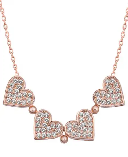 Gümüş Rose Kalpli Açılabilen Yonca Kadın Kolye