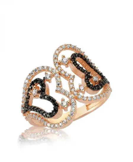 Gümüş Rose Kalpli Bayan Yüzük