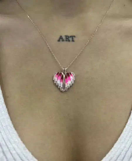 Gümüş Rose Kalpli İsimli Bayan Kolye