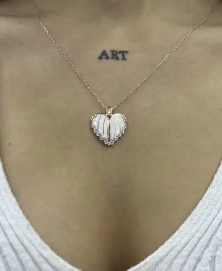 Gümüş Rose Kalpli İsimli Bayan Kolye