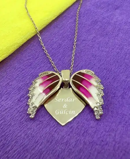 Gümüş Rose Kalpli İsimli Bayan Kolye