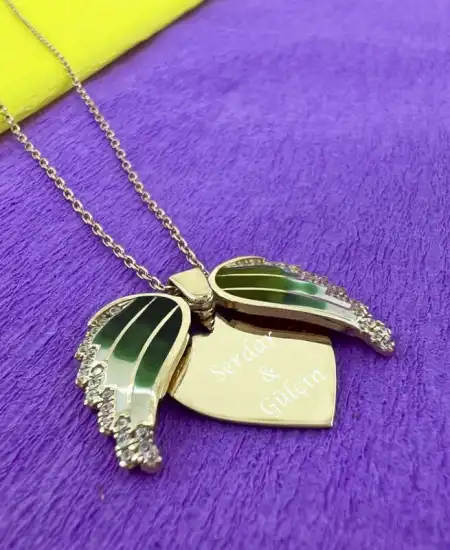 Gümüş Rose Kalpli İsimli Bayan Kolye