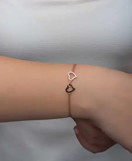 Gümüş Rose Kalpli Sonsuzluk Kadın Bileklik