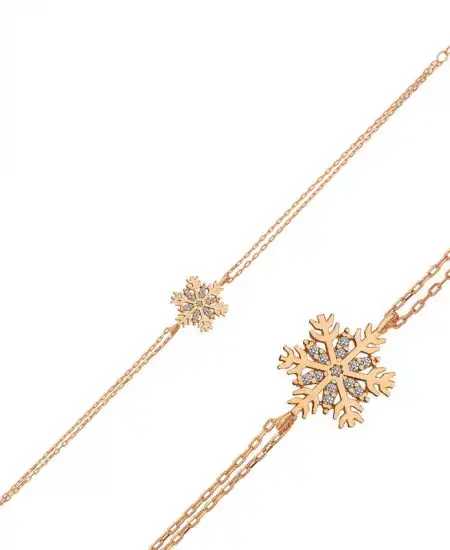 Gümüş Rose Kar Tanesi Bayan Bileklik