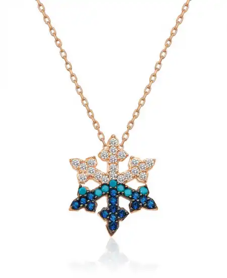 Gümüş Rose Kar Tanesi Bayan Kolye