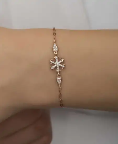 Gümüş Rose Kar Tanesi Kadın Bileklik