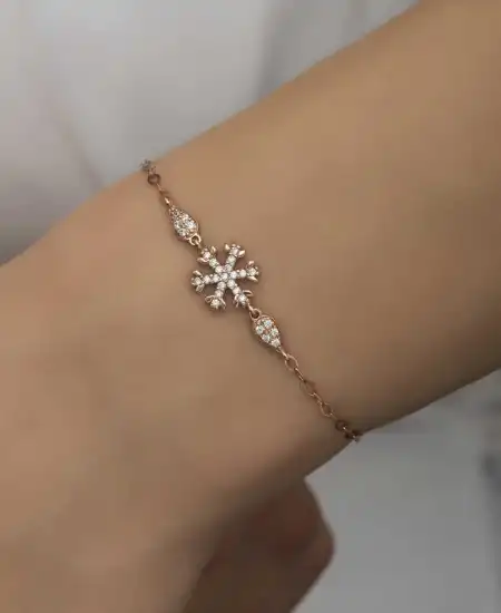Gümüş Rose Kar Tanesi Kadın Bileklik