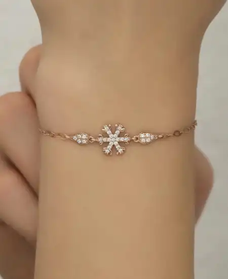 Gümüş Rose Kar Tanesi Kadın Bileklik