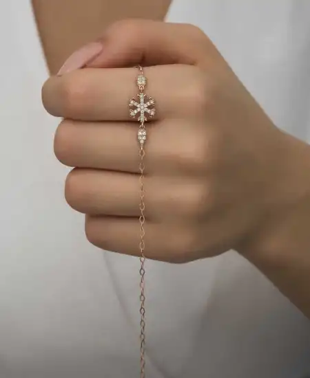 Gümüş Rose Kar Tanesi Kadın Bileklik