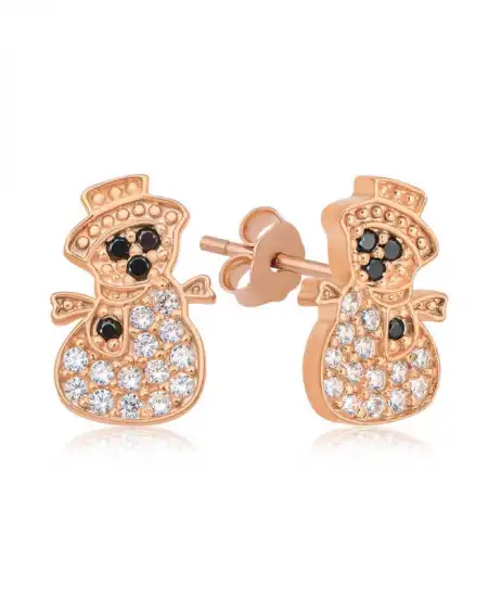 Gümüş Rose Kardan Adam Kadın Küpe