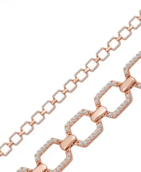 Gümüş Rose Kare Taşlı Kadın Bileklik