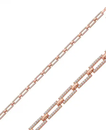 Gümüş Rose Kare Taşlı Kadın Bileklik