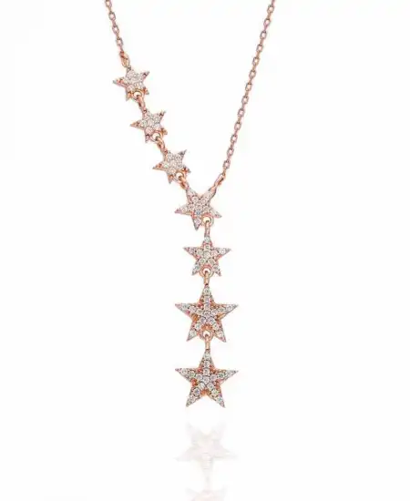 Gümüş Rose Kayan Yıldızlar Bayan Kolye