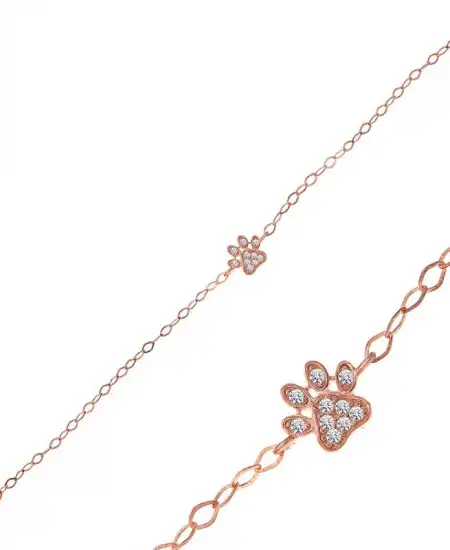 Gümüş Rose Kedi Patisi Kadın Bileklik