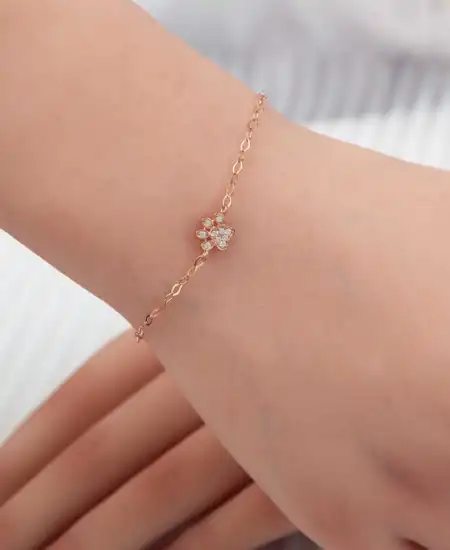 Gümüş Rose Kedi Patisi Kadın Bileklik