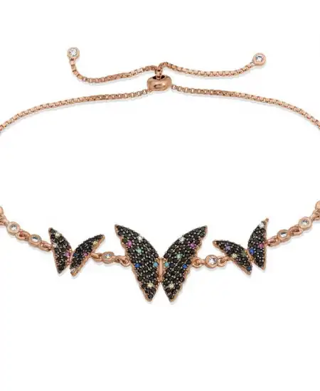 Gümüş Rose Kelebek Asansör Bileklik