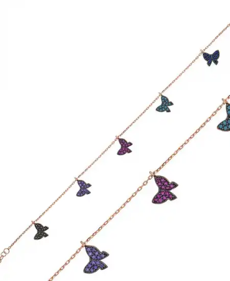 Gümüş Rose Kelebek Bayan Bileklik