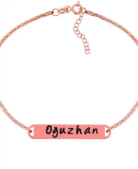 Gümüş Rose Kişiye Özel İsimli Bayan Bileklik