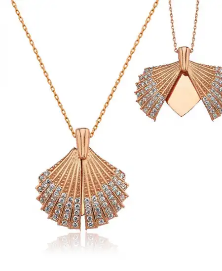 Gümüş Rose Kişiye Özel İstiridye Bayan Kolye