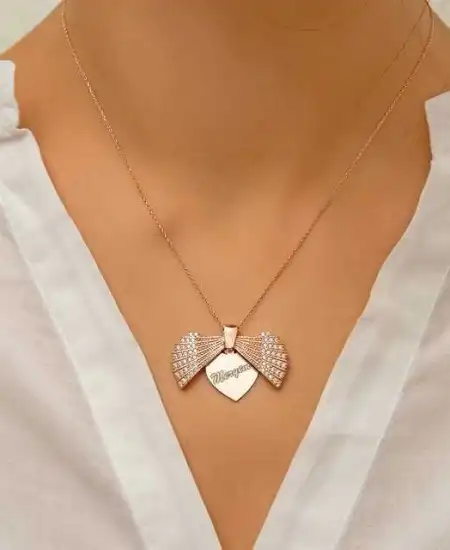 Gümüş Rose Kişiye Özel İstiridye Bayan Kolye