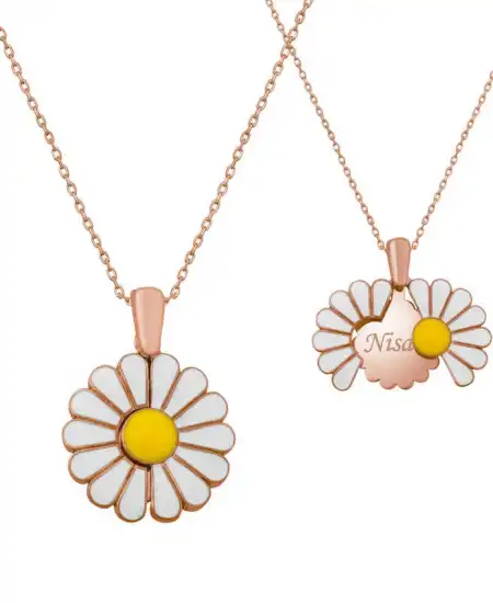 Gümüş Rose Kişiye Özel Papatya Kolye