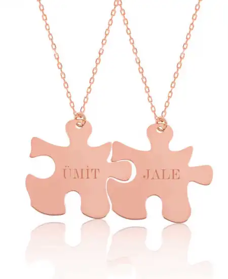 Gümüş Rose Kişiye Özel Puzzle İsimli Kolye