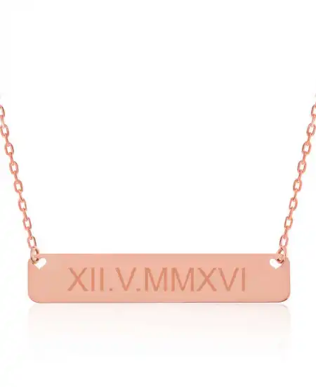 Gümüş Rose Kişiye Özel Roma Rakamlı Tarih Kolye