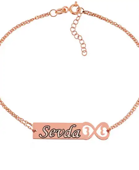 Gümüş Rose Kişiye Özel Sonsuzluk İsimli Bayan Bileklik