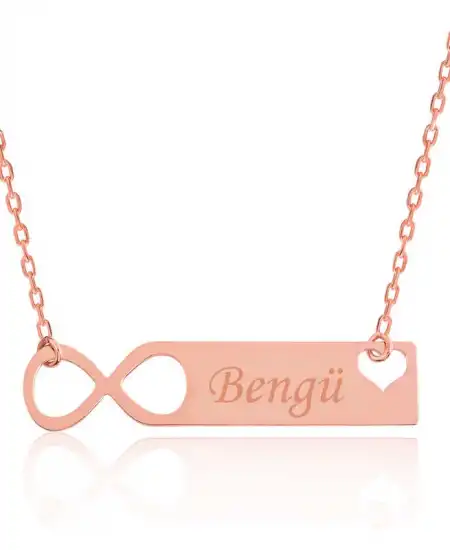 Gümüş Rose Kişiye Özel Sonsuzluk İsimli Kolye