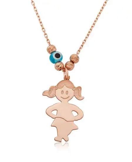 Gümüş Rose Kız Çocuğu Bayan Kolye