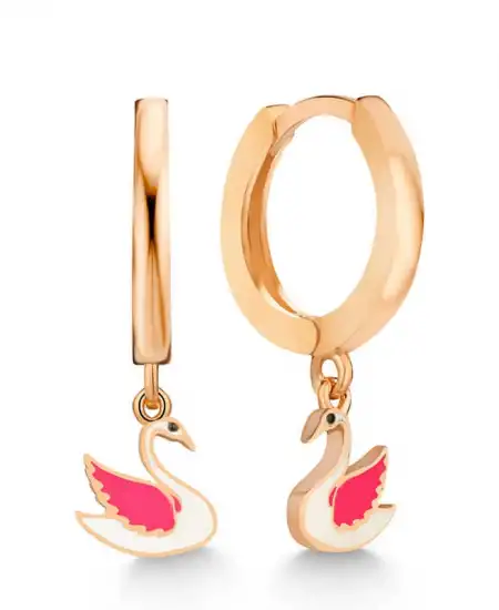 Gümüş Rose Kuğu Sallantılı Kadın Küpe