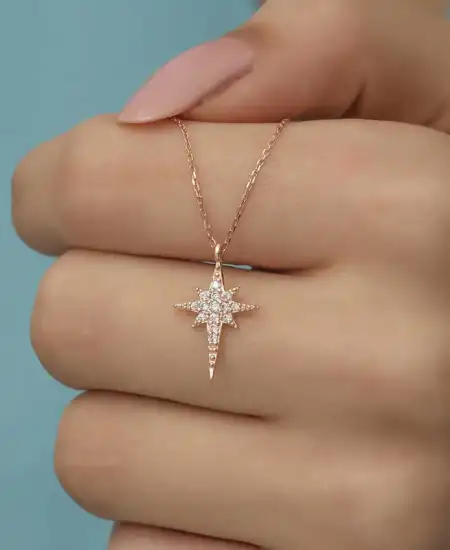 Gümüş Rose Kutup Yıldızı Kadın Kolye