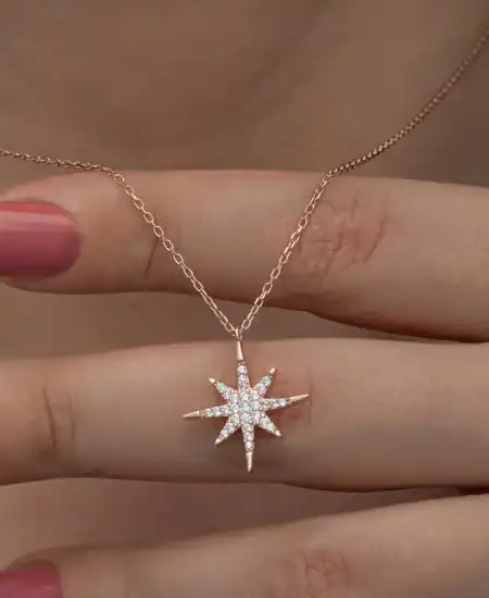 Gümüş Rose Kutup Yıldızı Kadın Kolye