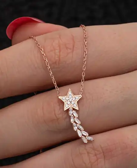 Gümüş Rose Kuyruklu Yıldız Kadın Kolye