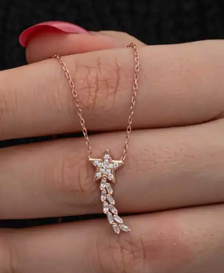 Gümüş Rose Kuyruklu Yıldız Kadın Kolye