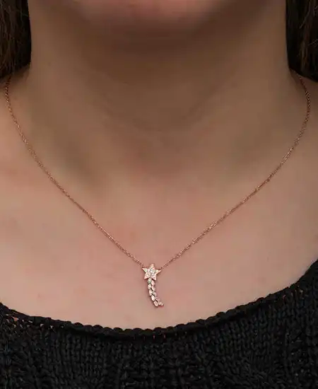Gümüş Rose Kuyruklu Yıldız Kadın Kolye