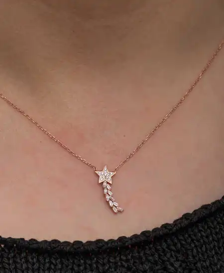 Gümüş Rose Kuyruklu Yıldız Kadın Kolye