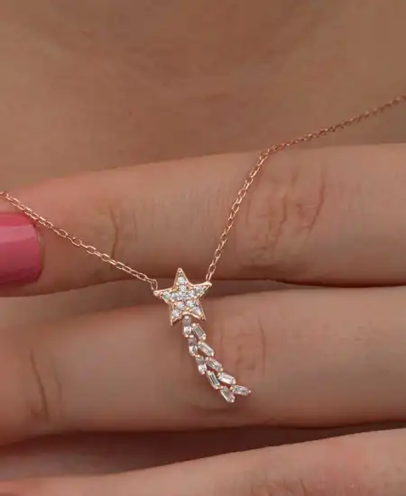 Gümüş Rose Kuyruklu Yıldız Kadın Kolye