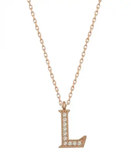 Gümüş Rose L Harfi Kadın Kolye