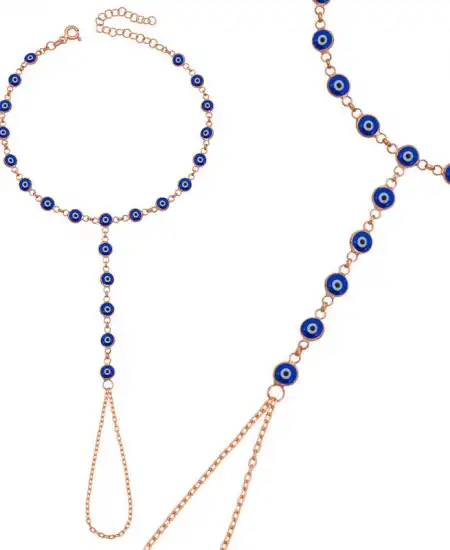 Gümüş Rose Lacivert Nazar Boncuklu Şahmeran