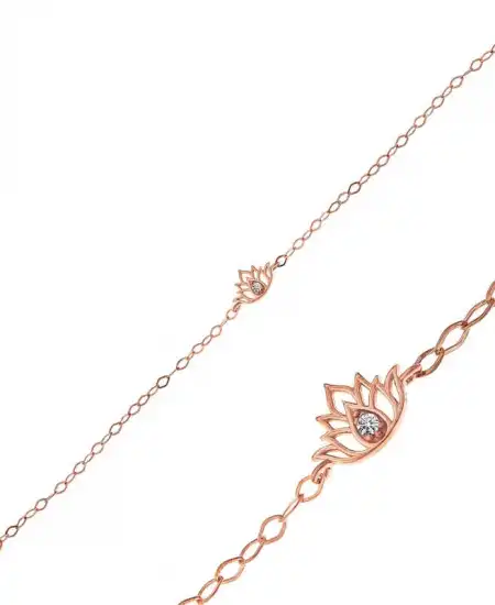 Gümüş Rose Lotus Çiçeği Kadın Bileklik