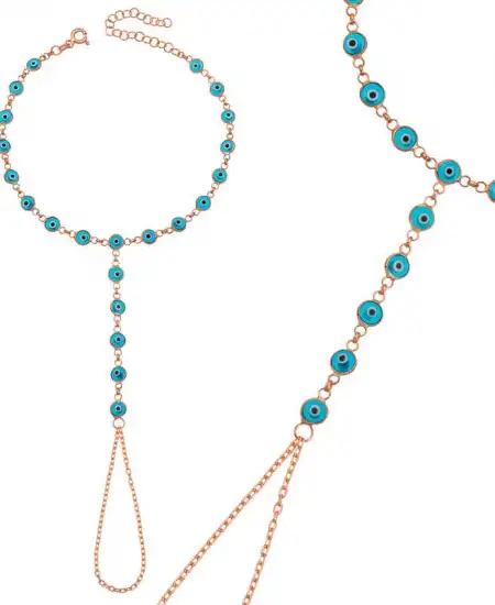 Gümüş Rose Mavi Nazar Boncuklu Şahmeran