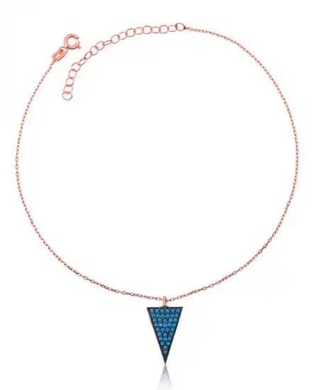 Gümüş Rose Mavi Üçgen Halhal