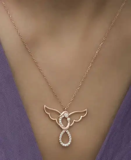 Gümüş Rose Melek Anne Ve Çocuk Bayan Kolye